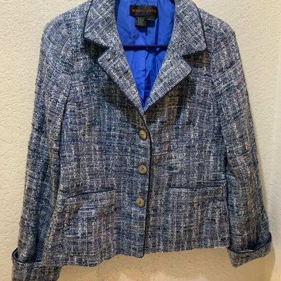 Nina McLemore Womens Jacket Blazer Multicolor Tweed Virgin Wool Made in USA - Picture 2 of 8